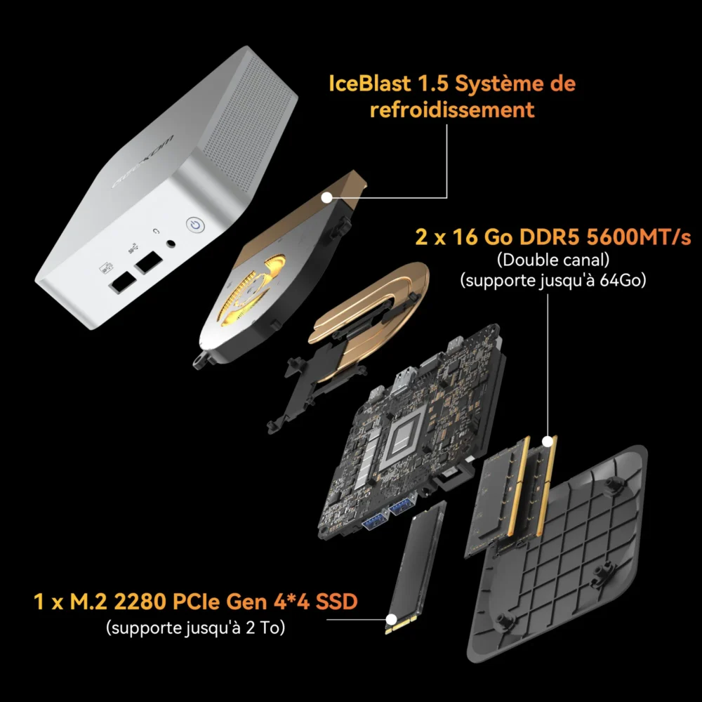 GEEKOM A8 Mini PC AMD Ryzen 9 8945HS ou Ryzen 7 8845HS – Image 3