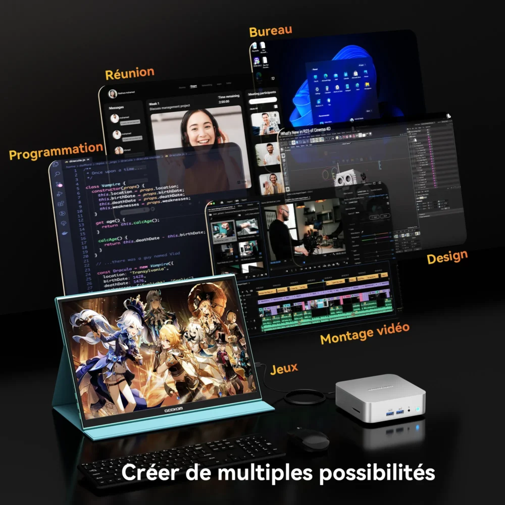 GEEKOM A8 Mini PC AMD Ryzen 9 8945HS ou Ryzen 7 8845HS – Image 4