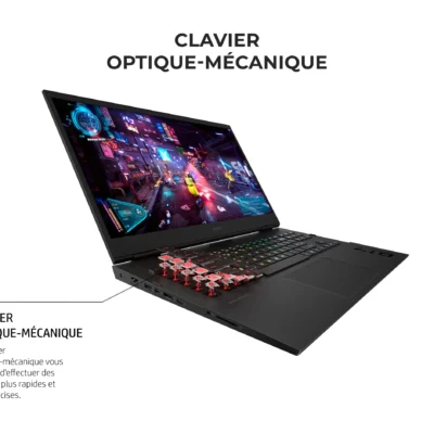 HP OMEN 17'' PC portable gaming - 17-ck2000nb - Shadow Black - QHD - RTX 4090 - Clavier Azerty avec éclairage RGB par touche